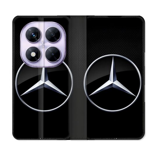 Housse Cuir Portefeuille Pour Xiaomi Redmi Note 14 PRO 5G Mercedes Carbone