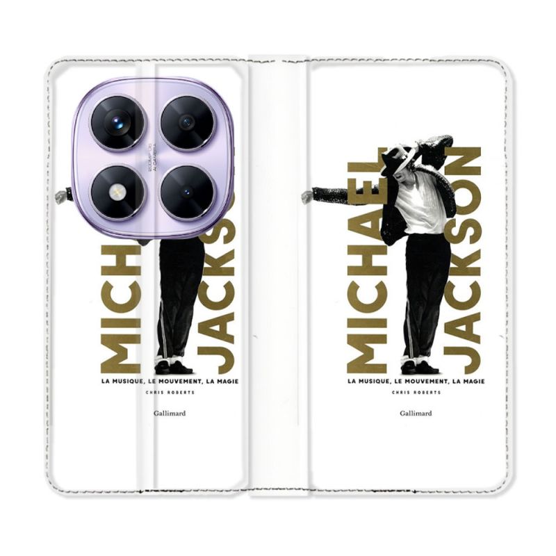 Housse Cuir Portefeuille Pour Xiaomi Redmi Note 14 PRO 5G Michael Jackson Blanc