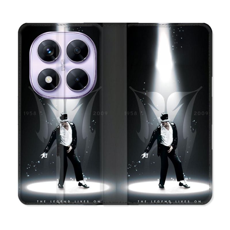 Housse Cuir Portefeuille Pour Xiaomi Redmi Note 14 PRO 5G Michael Jackson Noir