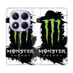 Housse Cuir Portefeuille Pour Xiaomi Redmi Note 14 PRO 5G Monster Energy Tache