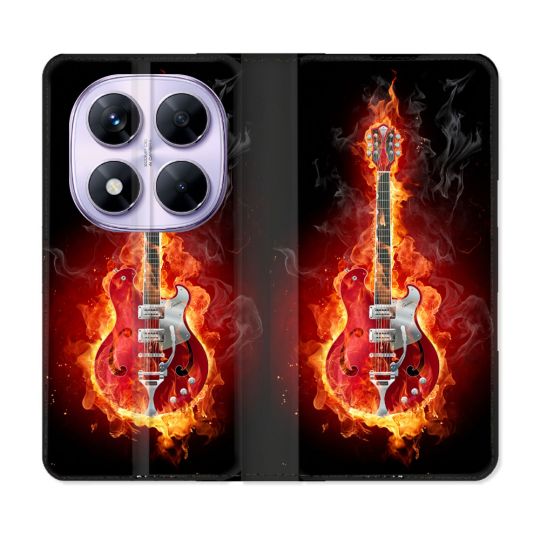 Housse Cuir Portefeuille Pour Xiaomi Redmi Note 14 PRO 5G Musique Guitare Electrique
