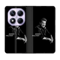 Housse Cuir Portefeuille Pour Xiaomi Redmi Note 14 PRO 5G Musique Johnny Hallyday Noir