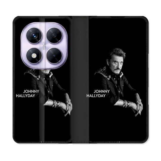 Housse Cuir Portefeuille Pour Xiaomi Redmi Note 14 PRO 5G Musique Johnny Hallyday Noir