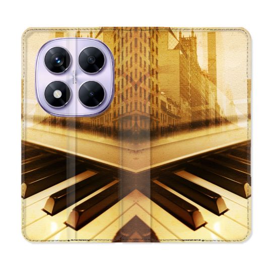 Housse Cuir Portefeuille Pour Xiaomi Redmi Note 14 PRO 5G Musique Piano Retro