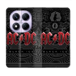 Housse Cuir Portefeuille Pour Xiaomi Redmi Note 14 PRO 5G Musique Rock ACDC Rouge