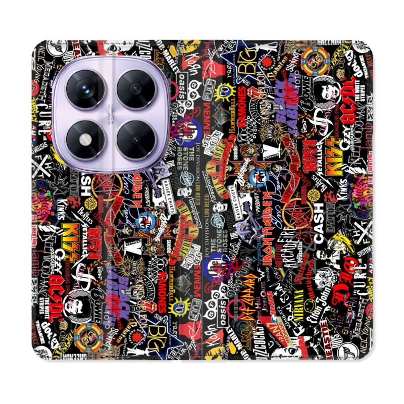 Housse Cuir Portefeuille Pour Xiaomi Redmi Note 14 PRO 5G Musique Rock Groupe