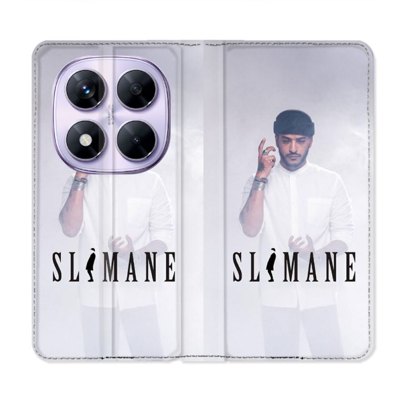 Housse Cuir Portefeuille Pour Xiaomi Redmi Note 14 PRO 5G Musique Slimane Blanc