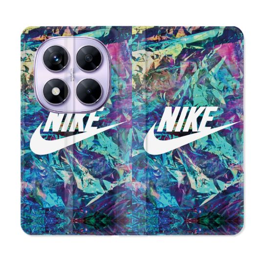 Housse Cuir Portefeuille Pour Xiaomi Redmi Note 14 PRO 5G Nike Turquoise