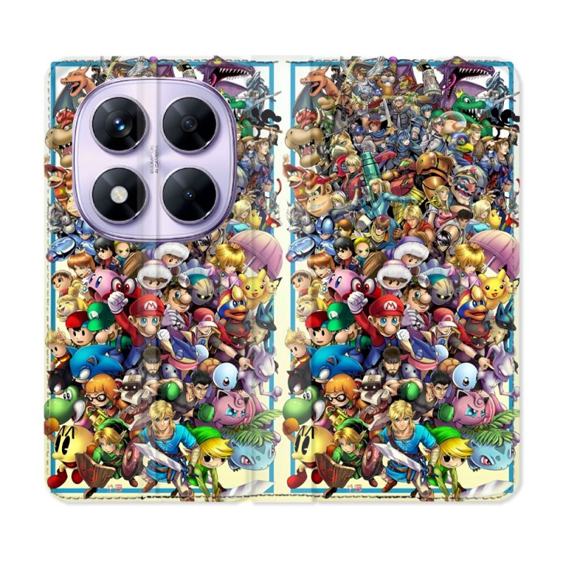 Housse Cuir Portefeuille Pour Xiaomi Redmi Note 14 PRO 5G Nintendo