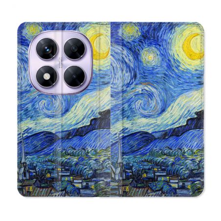 Housse Cuir Portefeuille Pour Xiaomi Redmi Note 14 PRO 5G Peinture La nuit étoilée