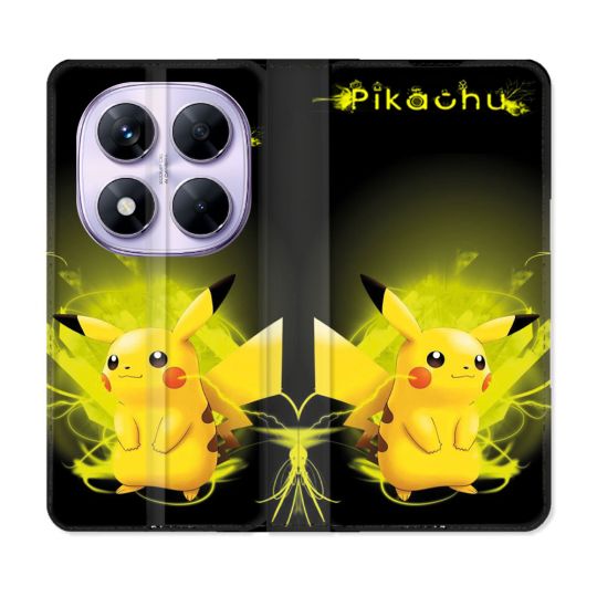 Housse Cuir Portefeuille Pour Xiaomi Redmi Note 14 PRO 5G Pokemon Pikachu Eclair
