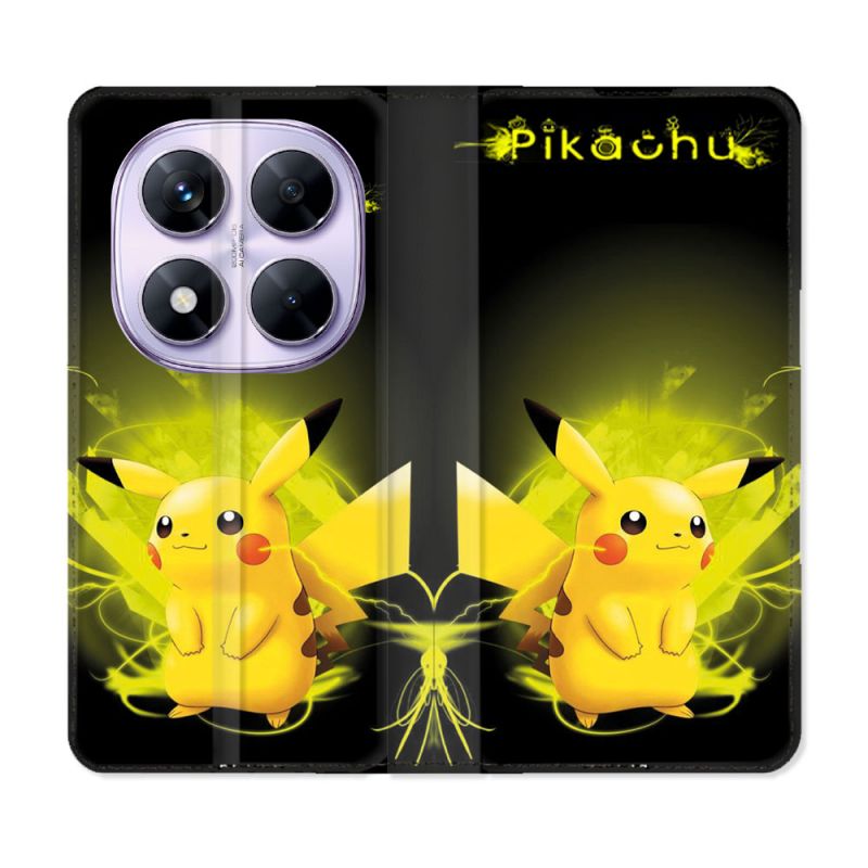 Housse Cuir Portefeuille Pour Xiaomi Redmi Note 14 PRO 5G Pokemon Pikachu Eclair