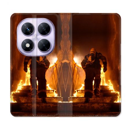 Housse Cuir Portefeuille Pour Xiaomi Redmi Note 14 PRO 5G Pompier Escalier