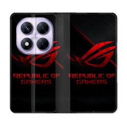 Housse Cuir Portefeuille Pour Xiaomi Redmi Note 14 PRO 5G ROG Rouge