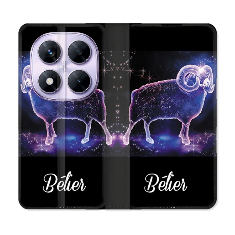 Housse Cuir Portefeuille Pour Xiaomi Redmi Note 14 PRO 5G Signe Zodiaque 2 Bélier