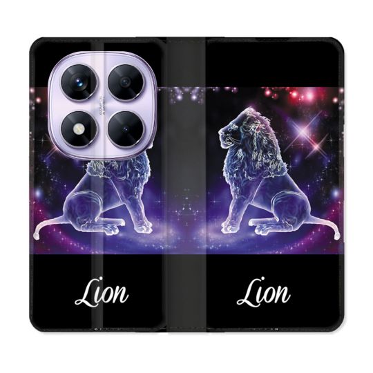 Housse Cuir Portefeuille Pour Xiaomi Redmi Note 14 PRO 5G Signe Zodiaque 2 Lion