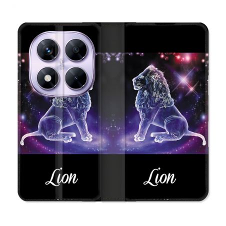 Housse Cuir Portefeuille Pour Xiaomi Redmi Note 14 PRO 5G Signe Zodiaque 2 Lion
