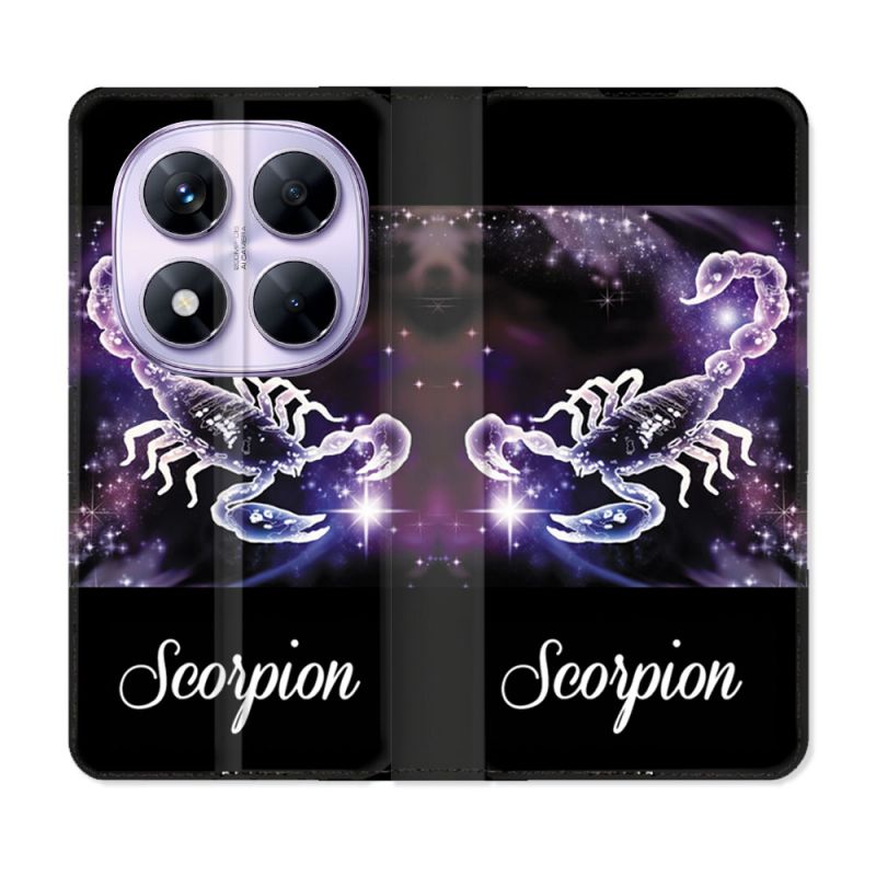 Housse Cuir Portefeuille Pour Xiaomi Redmi Note 14 PRO 5G Signe Zodiaque 2 Scorpion