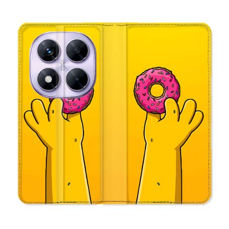 Housse Cuir Portefeuille Pour Xiaomi Redmi Note 14 PRO 5G Simpson Donuts