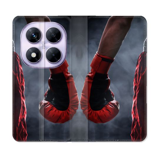 Housse Cuir Portefeuille Pour Xiaomi Redmi Note 14 PRO 5G Sport Boxe Gant Rouge