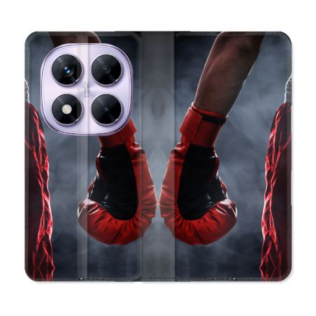 Housse Cuir Portefeuille Pour Xiaomi Redmi Note 14 PRO 5G Sport Boxe Gant Rouge