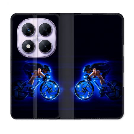 Housse Cuir Portefeuille Pour Xiaomi Redmi Note 14 PRO 5G Sport Cyclisme Bleu