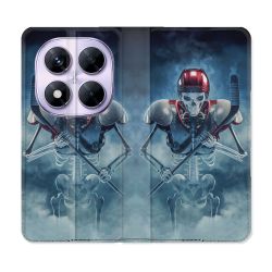 Housse Cuir Portefeuille Pour Xiaomi Redmi Note 14 PRO 5G Sport Hockey Squelette