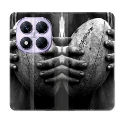 Housse Cuir Portefeuille Pour Xiaomi Redmi Note 14 PRO 5G Sport Rugby Ballon Vintage