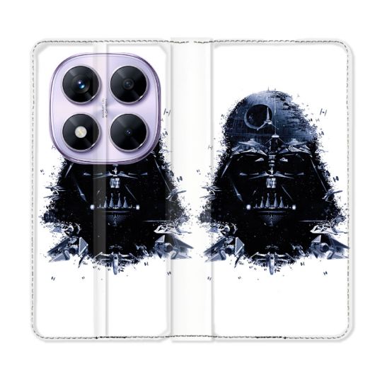 Housse Cuir Portefeuille Pour Xiaomi Redmi Note 14 PRO 5G Star Wars - Dark Vador Blanc
