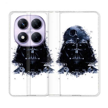 Housse Cuir Portefeuille Pour Xiaomi Redmi Note 14 PRO 5G Star Wars - Dark Vador Blanc