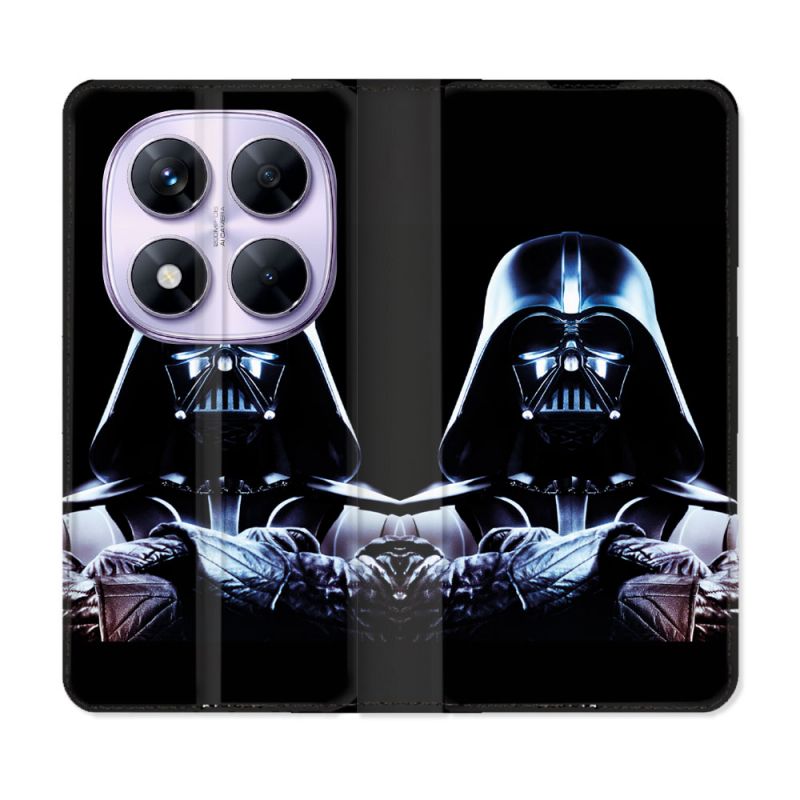 Housse Cuir Portefeuille Pour Xiaomi Redmi Note 14 PRO 5G Star Wars - Dark Vador Noir