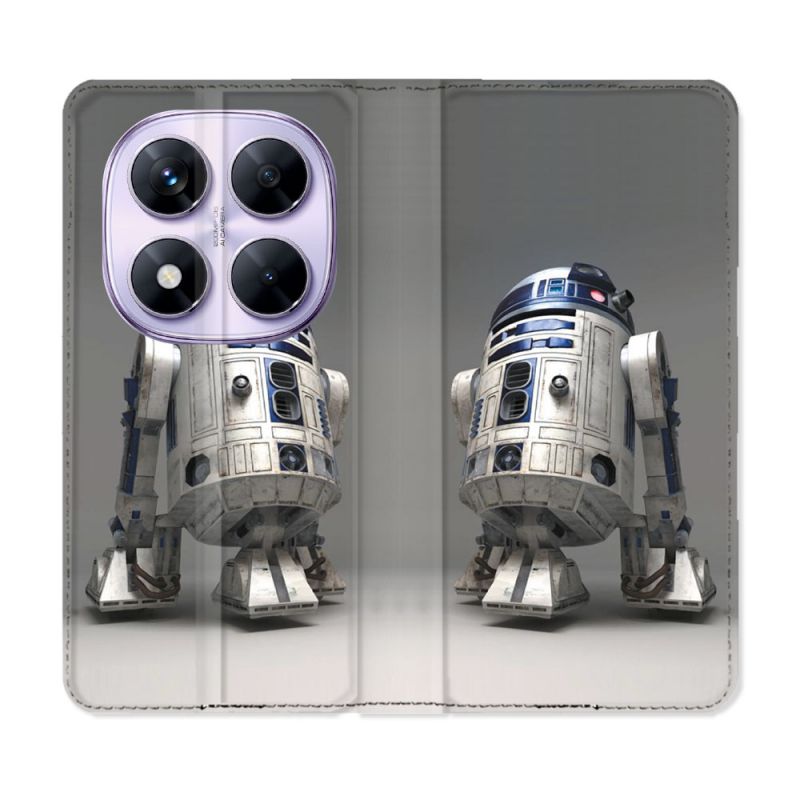 Housse Cuir Portefeuille Pour Xiaomi Redmi Note 14 PRO 5G Star Wars - R2D2