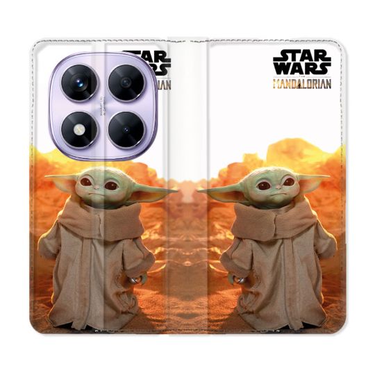 Housse Cuir Portefeuille Pour Xiaomi Redmi Note 14 PRO 5G Star Wars - Yoda bebe soleil