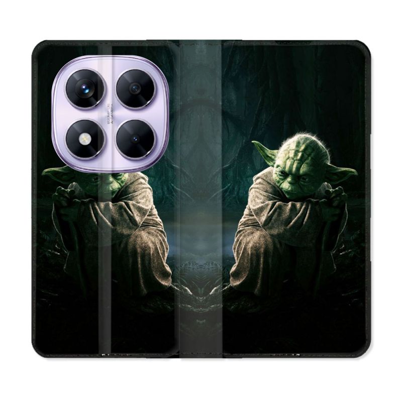 Housse Cuir Portefeuille Pour Xiaomi Redmi Note 14 PRO 5G Star Wars - Yoda sombre