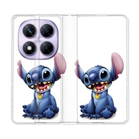 Housse Cuir Portefeuille Pour Xiaomi Redmi Note 14 PRO 5G Stitch Blanc