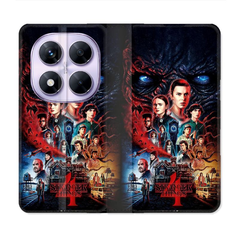 Housse Cuir Portefeuille Pour Xiaomi Redmi Note 14 PRO 5G Stranger Things Affiche 4