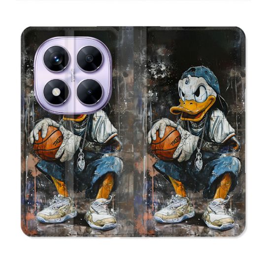 Housse Cuir Portefeuille Pour Xiaomi Redmi Note 14 PRO 5G Street Art Donald Duck