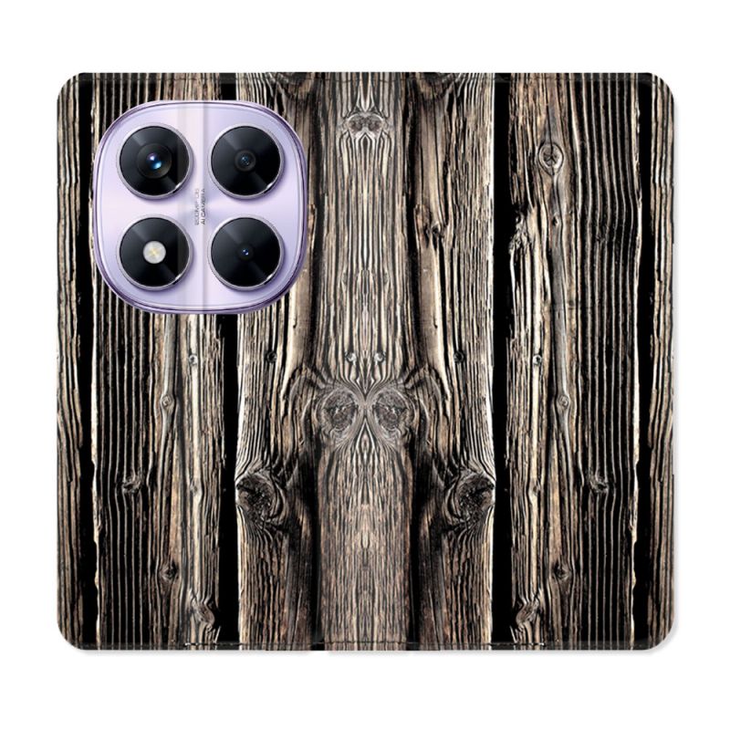 Housse Cuir Portefeuille Pour Xiaomi Redmi Note 14 PRO 5G Texture Bois