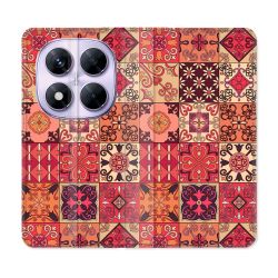 Housse Cuir Portefeuille Pour Xiaomi Redmi Note 14 PRO 5G Texture Carreau Ciment Rouge