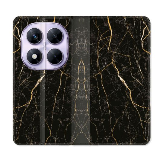 Housse Cuir Portefeuille Pour Xiaomi Redmi Note 14 PRO 5G Texture Marbre Noir