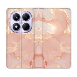 Housse Cuir Portefeuille Pour Xiaomi Redmi Note 14 PRO 5G Texture Marbre Rose