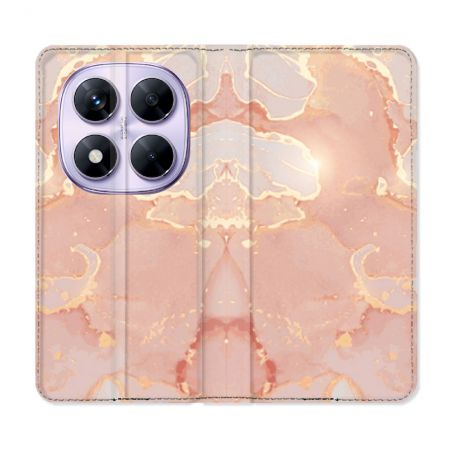Housse Cuir Portefeuille Pour Xiaomi Redmi Note 14 PRO 5G Texture Marbre Rose