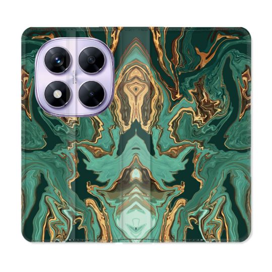 Housse Cuir Portefeuille Pour Xiaomi Redmi Note 14 PRO 5G Texture Marbre Vert