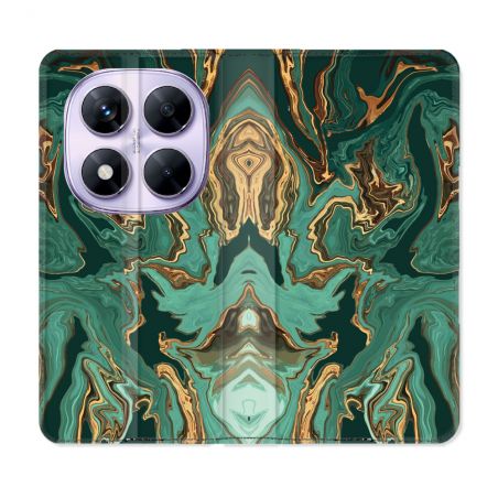 Housse Cuir Portefeuille Pour Xiaomi Redmi Note 14 PRO 5G Texture Marbre Vert