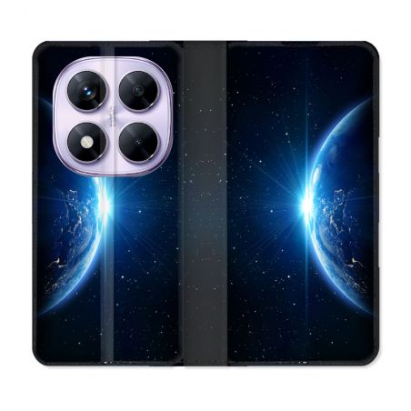 Housse Cuir Portefeuille Pour Xiaomi Redmi Note 14 PRO 5G Univers Planete Terre