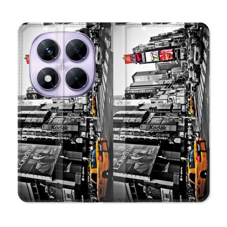 Housse Cuir Portefeuille Pour Xiaomi Redmi Note 14 PRO 5G Voyage Amerique USA New York Taxi