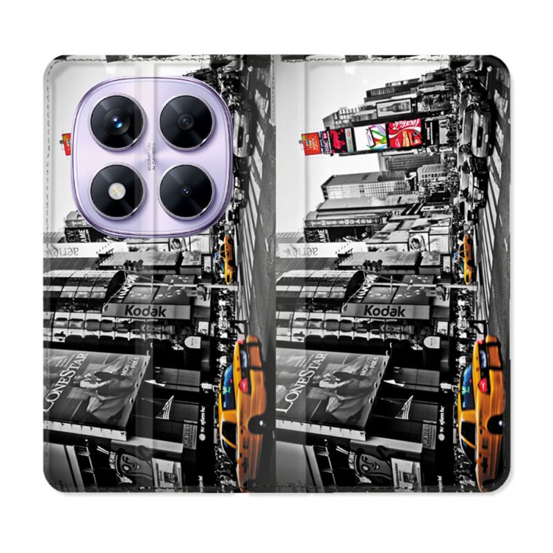 Housse Cuir Portefeuille Pour Xiaomi Redmi Note 14 PRO 5G Voyage Amerique USA New York Taxi