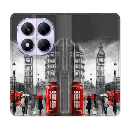 Housse Cuir Portefeuille Pour Xiaomi Redmi Note 14 PRO 5G Voyage Angleterre Londres Vintage