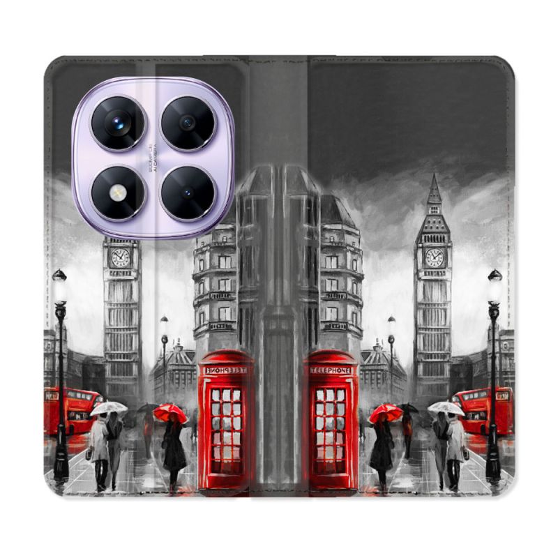 Housse Cuir Portefeuille Pour Xiaomi Redmi Note 14 PRO 5G Voyage Angleterre Londres Vintage