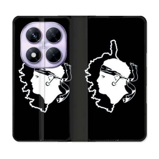 Housse Cuir Portefeuille Pour Xiaomi Redmi Note 14 PRO 5G Voyage Corse Noir